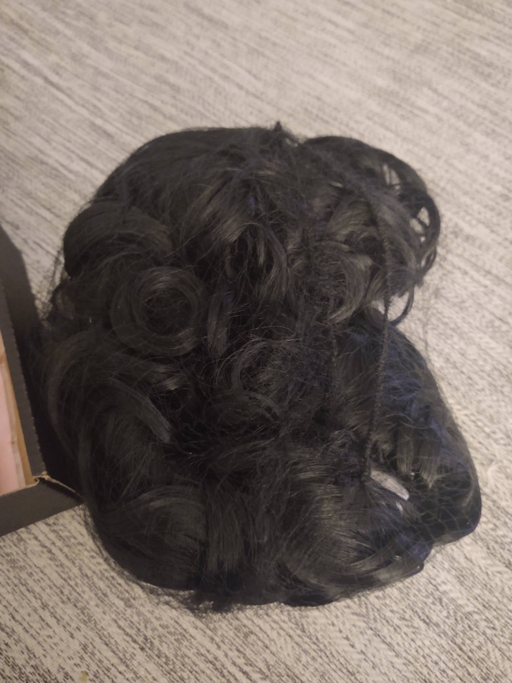 New In Box, Black Loose Curls Bob with Bangs Synthetic 14" Wig, and Wig Cap - Picture 6 of 6